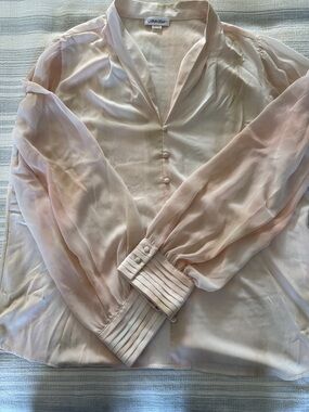 Calvin Klein Pale Blush Sheer Button-Front Blouse